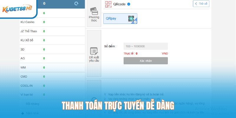 Thanh toán trực tuyến dễ dàng